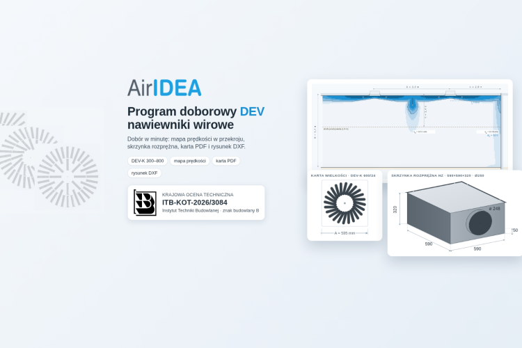 Nowy program doborowy nawiewników wirowych DEV — dobór w minutę